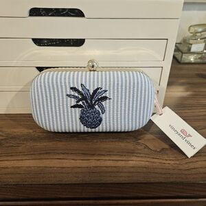 Vineyard Vines Light Blue Striped Pineapple Clutch NWT